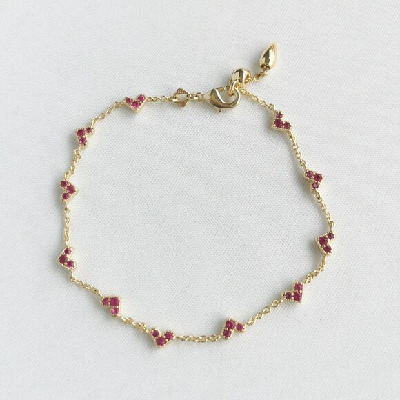 Kendra Scott Haven Heart Gold Pink Crystal Chain Bracelet - Picture 2 of 4
